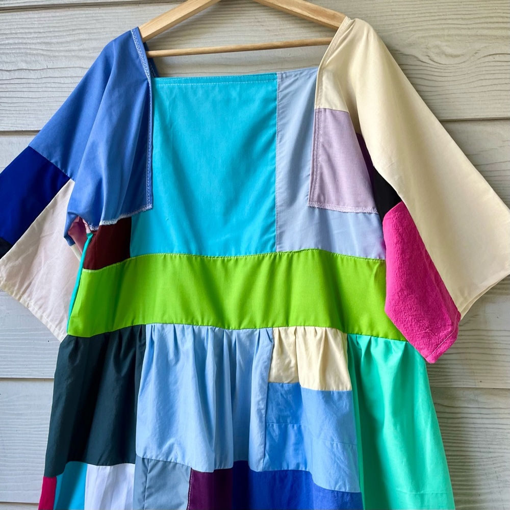 Handmade Quilted Patchwork Colorblock Dress SKU 12157 - Picture 7 of 14